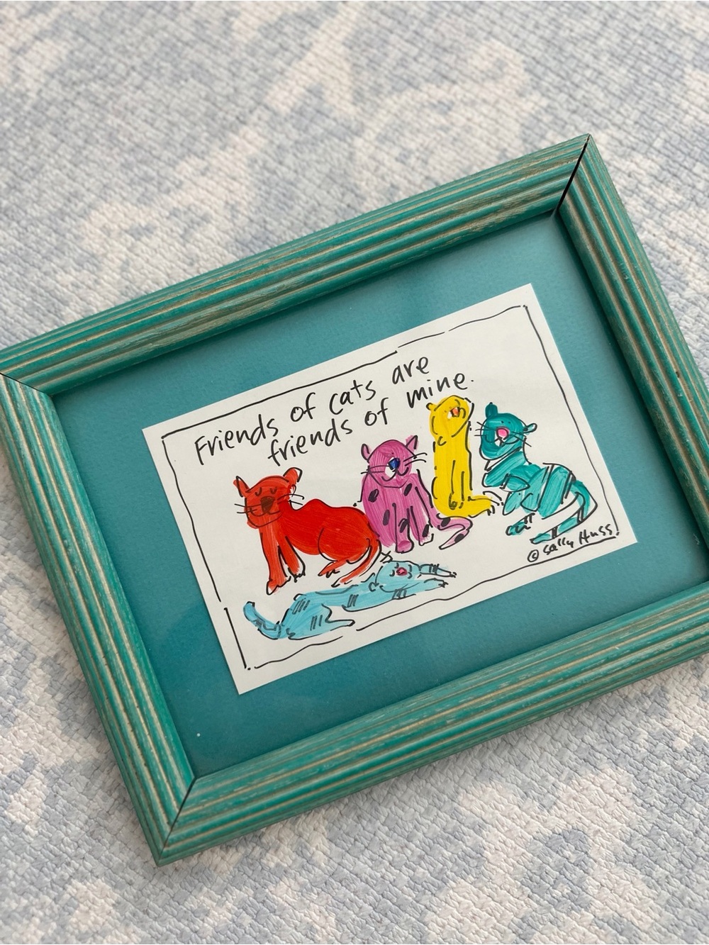 Original Artwork ‘Friends of cats are friends of mine’ Cat Lover Sally Huss